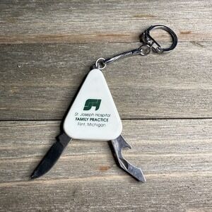 VTG St Joseph Hospital Flint MI Keychain‎ Mini Folding Multi-tool Bottle Opener